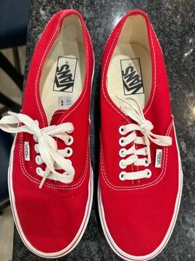 Vans Classic Low-Top Canvas Sneakers in Red with White Accents